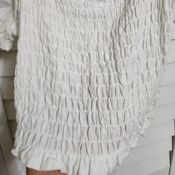 Monteau Smocked Short Sleeve Crop Top Sz Large - Picture 4 of 6